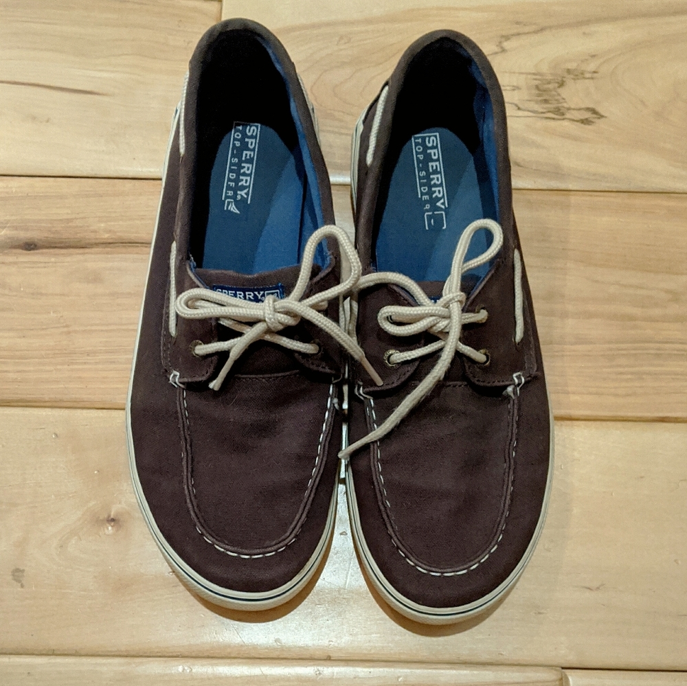 Men's Sperry's boat shoes, canvas, brown size 7